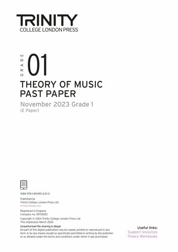 Theory of Music Past Paper 2023 November E: Grade 1