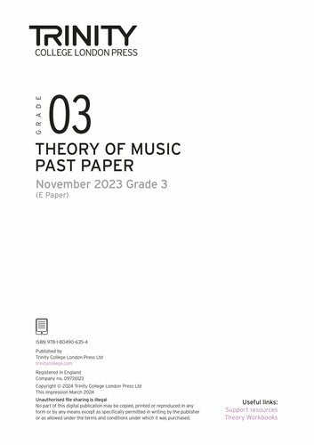 Theory of Music Past Paper 2023 November E: Grade 3