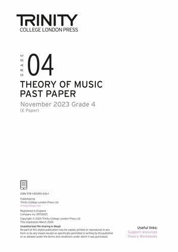 Theory of Music Past Paper 2023 November E: Grade 4