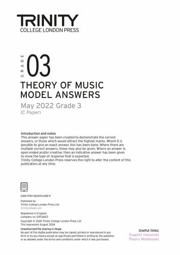 Theory of Music Model Answers 2022 May C - Grade 3