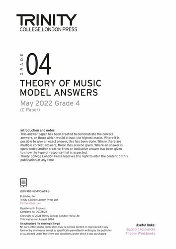 Theory of Music Model Answers 2022 May C - Grade 4