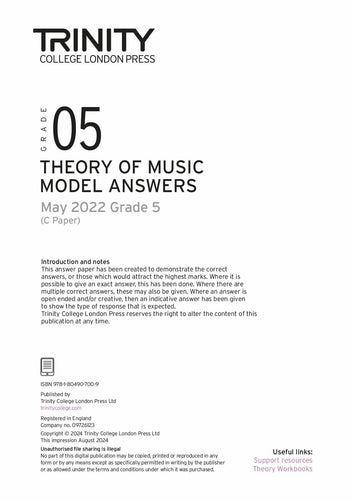 Theory of Music Model Answers 2022 May C - Grade 5