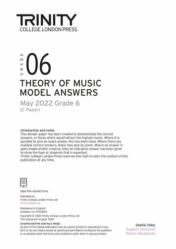 Theory of Music Model Answers 2022 May C - Grade 6